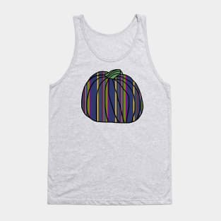 Halloween Horror Pumpkin Dark Blue Stripes Tank Top